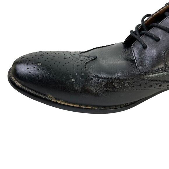 Aston Grey Collection Cross Mens Black Leather Wingtip Oxford Dress Shoes sz 9 - Picture 5 of 16